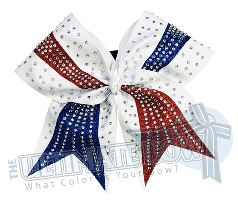 Rhinestone Revel USA Glitter Cheer Bow | Competition Bow